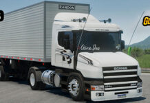 Skins Scania 124G Branca Faixa Espiral no Bauzao Batman