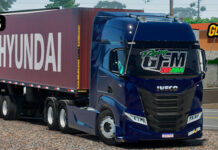 Skins Iveco S Way Azul Marinho na Carreta Container HYUNDAI