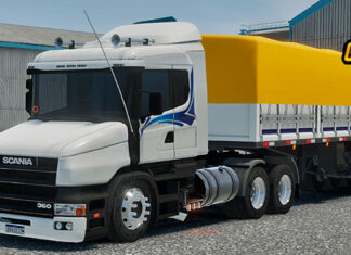 Skins Scania 124G Branca Faixa Azul na Granel