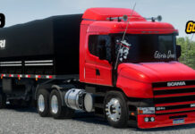 Skins Scania 124G Vermelha Qualificada na Granel Preta