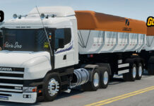 Skins Scania 124G Branca Faixa Azul Conjunto no RodoCaçamba