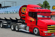 Skins Scania 124G Pintura Exclusiva Relanpago McQueen Na Carreta Tanque