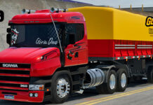 Skins Scania 124G Vermelha Faixa Espiral na Granel