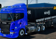 Skins Scania R Azul Herois da Estrada no Bitrem NEW R Preto