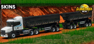 Skins Scania 124G Branca Faixa Azul no RodoCaçamba preto g48hgh