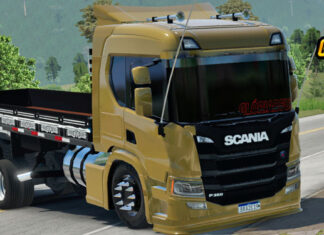 Skins Scania P320 Dourada Com Carroceria Preta
