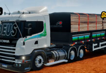 Skins Scania R Branca Com Faixas Verdes na Granel Preta ‘QUALIFICADA’