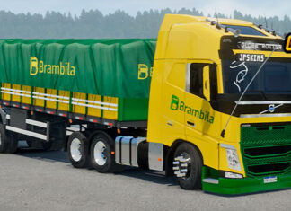 Skins Volvo FH Amarelo e Verde Brambila