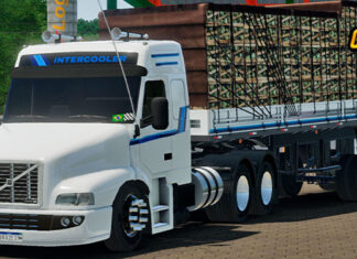 Skins Volvo NH12 Branco Faixas Azul Exclusivas Intercooler na Carretainha 2 Eixos
