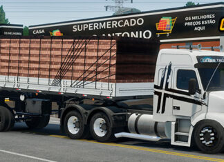 Skins Volvo NH12 Branco Faixa na Carretainha 2 Eixos