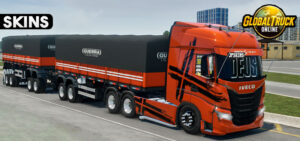 Skins Iveco S Way Conjunto Laranja Com Faixas no Rodotrem Graneleiro 0f8414fg8fg
