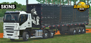 Skin Iveco Stralis Branco Conjunto na Carreta Boiadeira 084ghgh8hgh