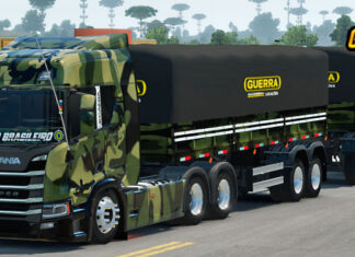 Skins Scania R450 Camuflada Militar Conjunto no Rodotrem Graneleiro