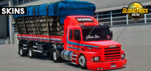 Skins Scania 113 Vermelha Exclusiva Com Faixas Azul na Carreta 2 Eixos 5gh4gh8hgh