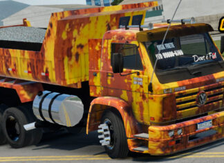 Skins VW Titan Pintura Amarela Realista Enferrujada na Caçamba