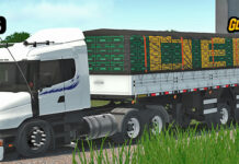 Skins Scania 124G Branca Com Faixas Azul Na Graneleira Exclusiva