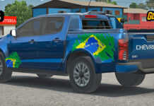 Skins Chevrolet S10 Azul Metalico Com Bandeiras do Brasil