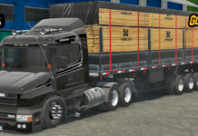 Skins Scania 124G Preta Faixas Streamline Conjunto na Granel Madeireira